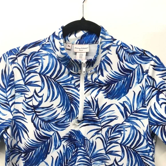 NWOT Women's Tommy Bahama Golf Stretch Dress Blue White Palm Frond Size MEDIUM - Picture 3 of 8